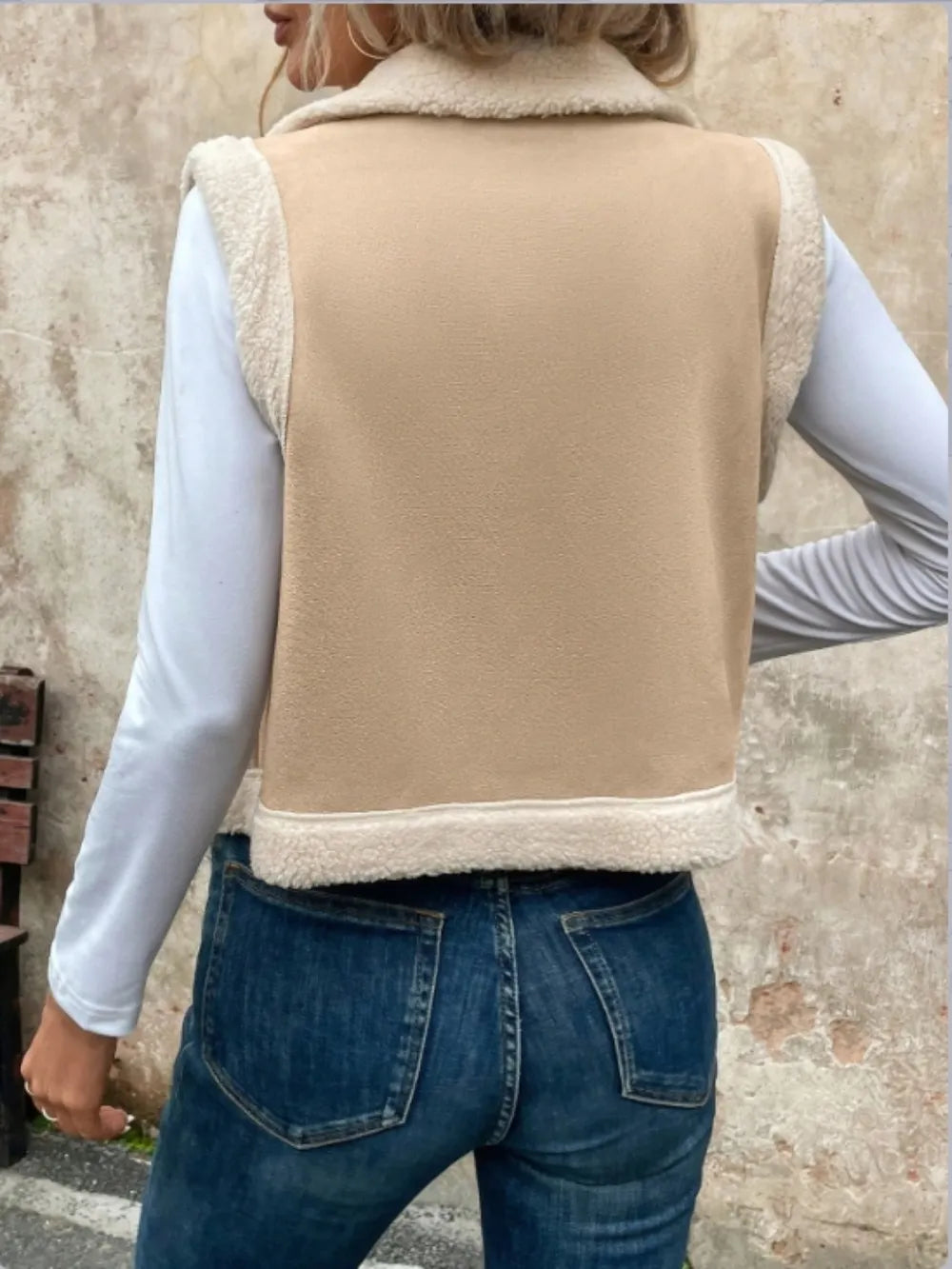 Zip Up Sherpa Vest Coat - Fashorio