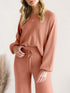 Long Sleeve Lounge Top and Drawstring Pants Set - Fashorio