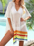 Crochet V-Neck Cover-Up Dress - Fashorio