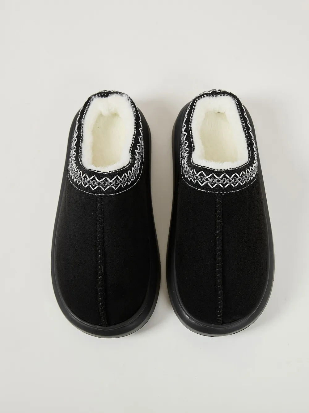 Faux Fur Suede Platform Slippers - Fashorio