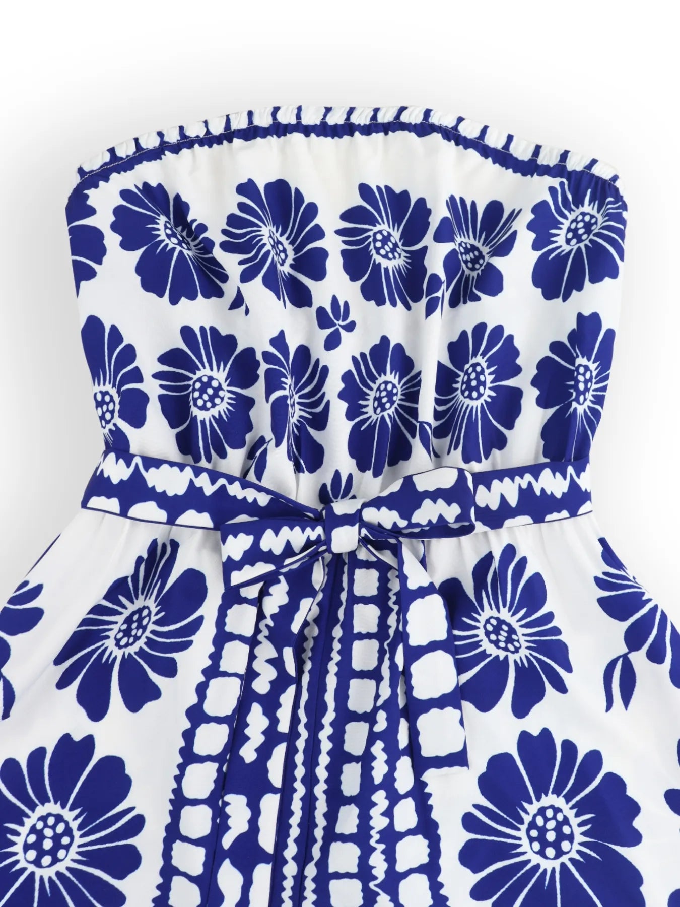 Printed Tube Tie Waist Romper - Fashorio