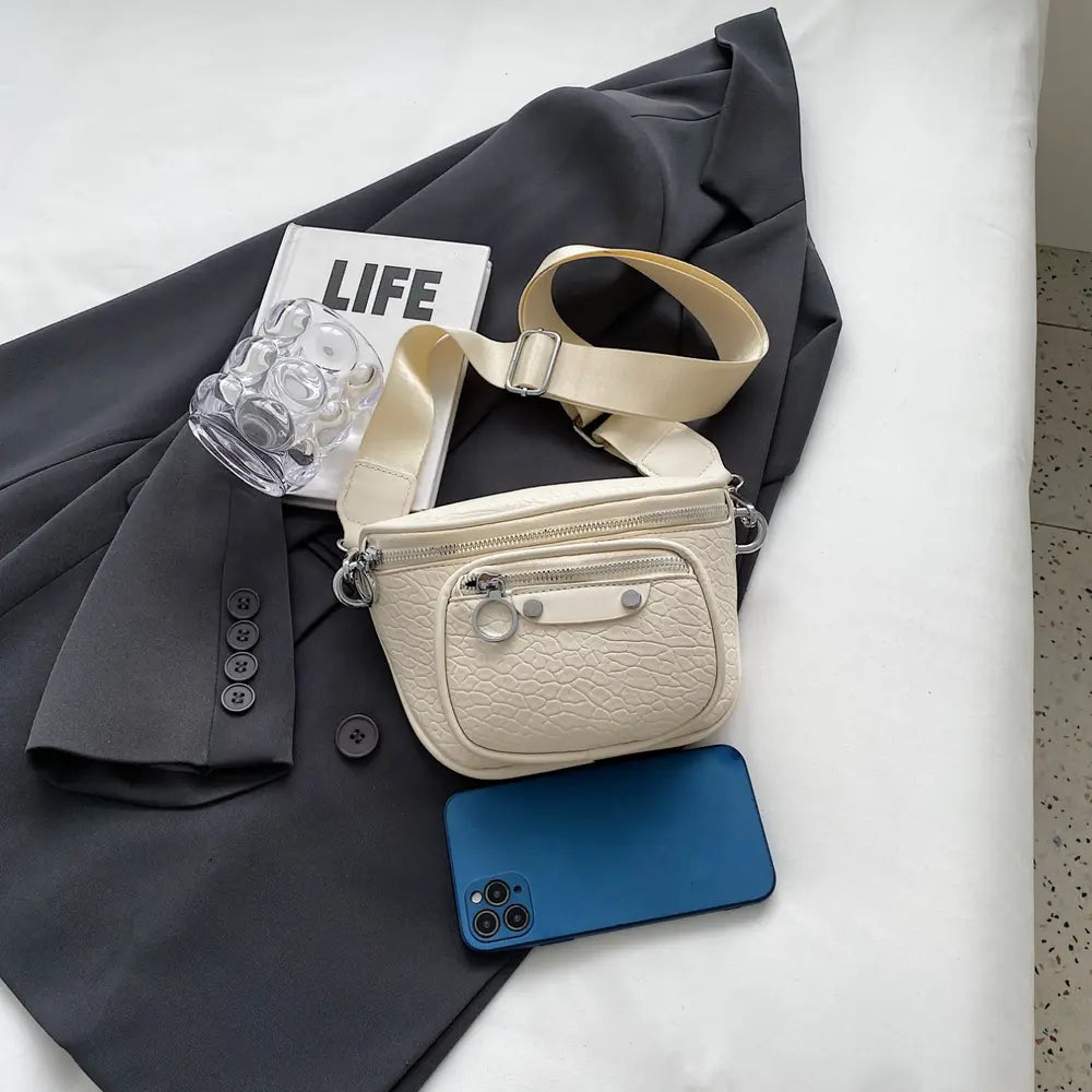 Texture PU Leather Crossbody Bag - Fashorio