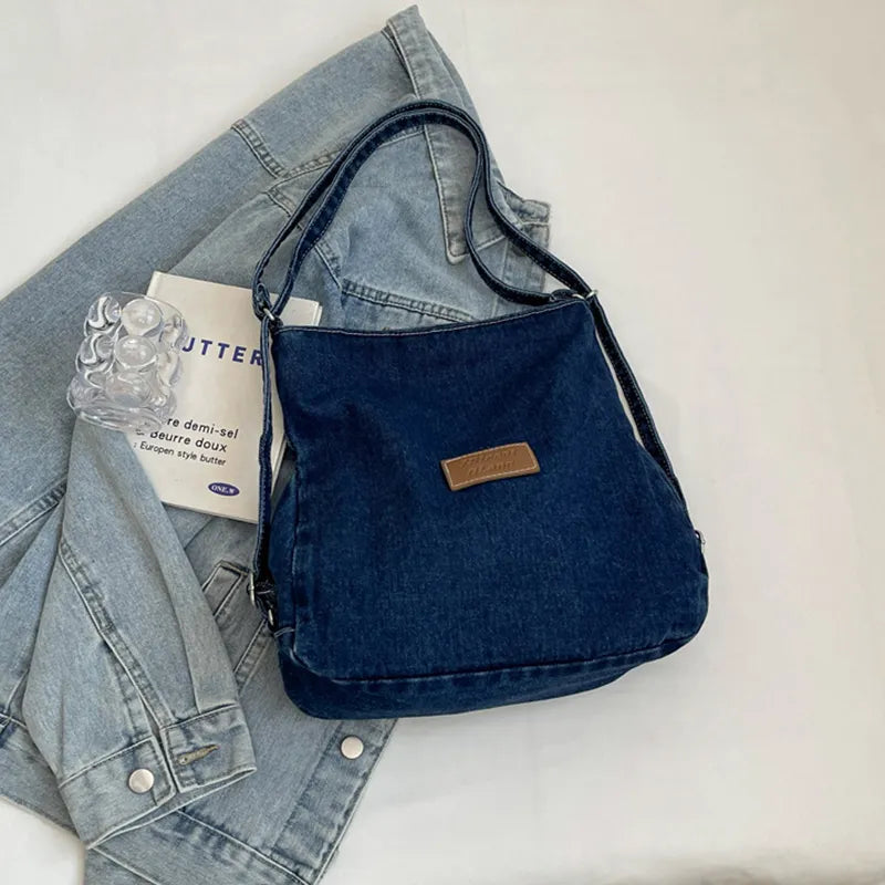 Adjustable Strap Denim Shoulder Bag - Fashorio