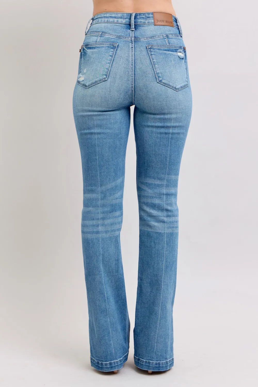 Judy Blue HW Tummy Control Vintage Wash Side Slit Slim Boot Jeans - Fashorio