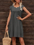 Round Neck Flutter Sleeve Dress with Pockets - Fashorio