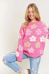 ADORA Full Size Floral Popped 2-Tone Sweater Top Plus Size - Fashorio