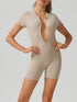 Half Zip Short Sleeve Active Romper - Fashorio