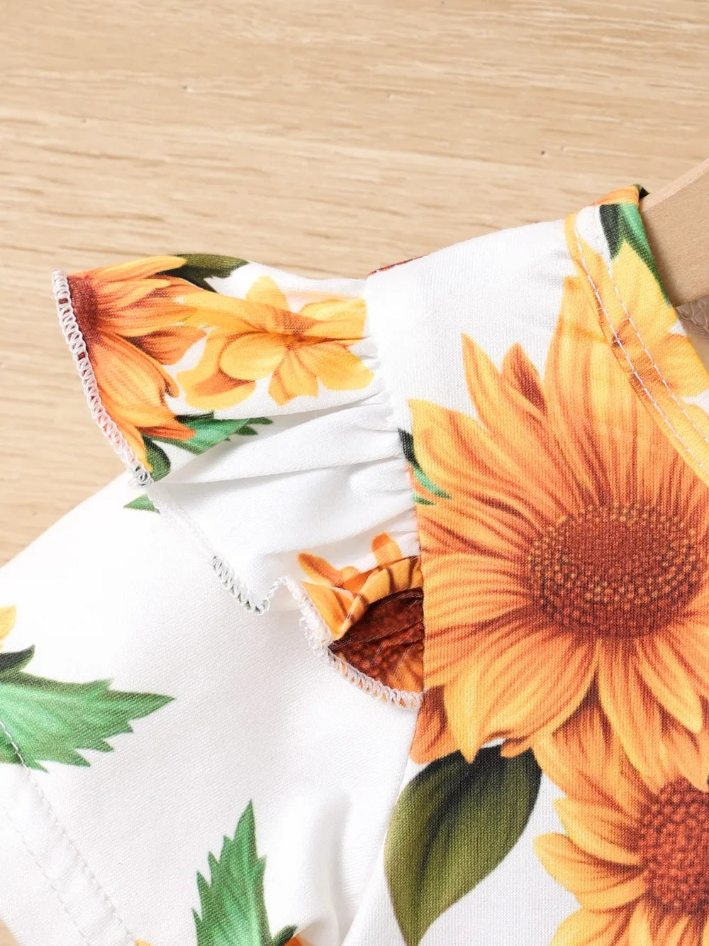 Children's Sunflower Ruffled Short Sleeve Top and Shorts Set - Fashorio
