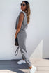 Padded Shoulder Top and Joggers Lounge Set - Fashorio