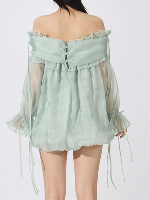 Ruffled Off-Shoulder Flounce Sleeve Blouse - Fashorio