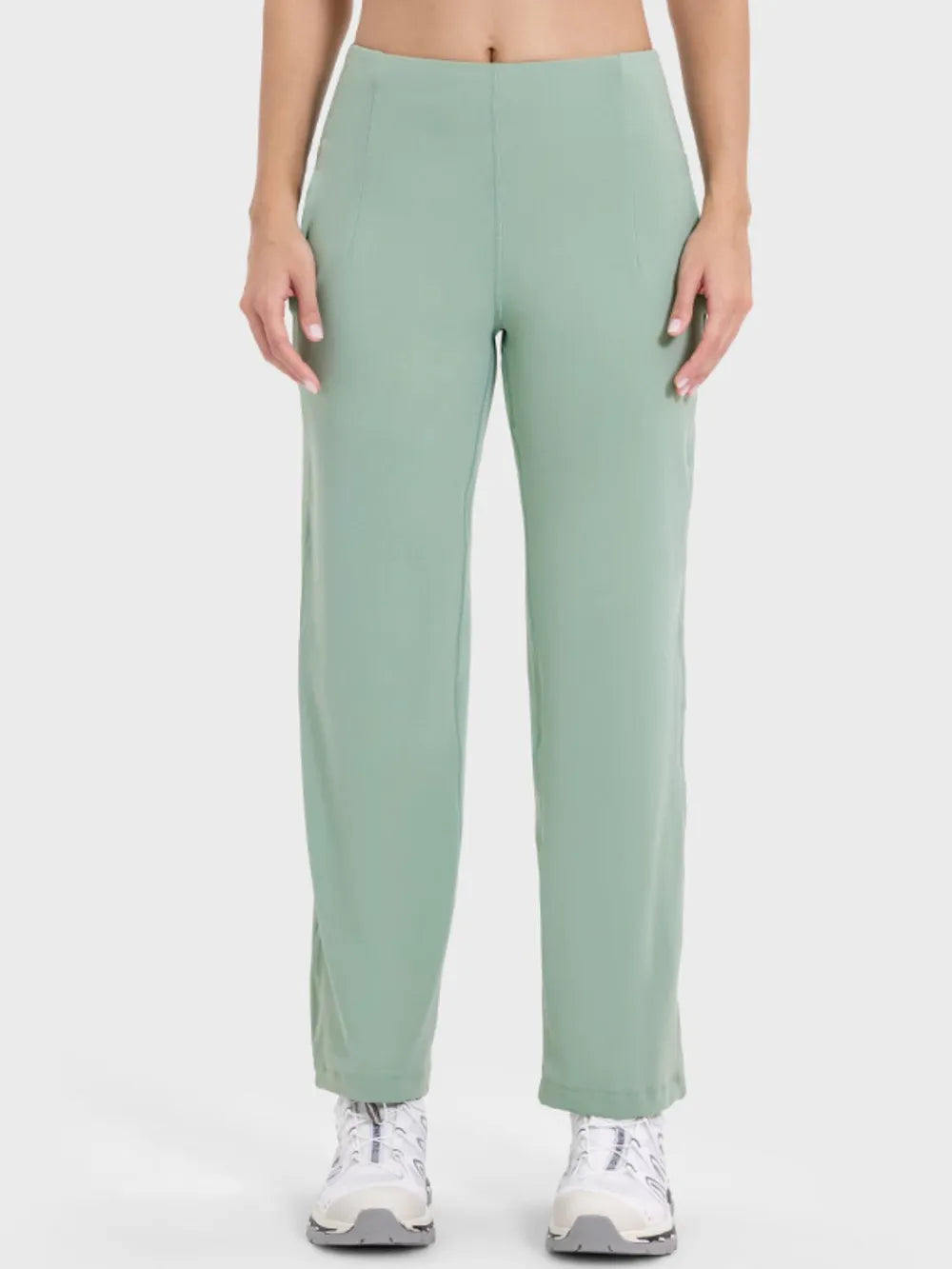 Millennia Pocketed High Waist Active Pants Gum Leaf - Fashorio