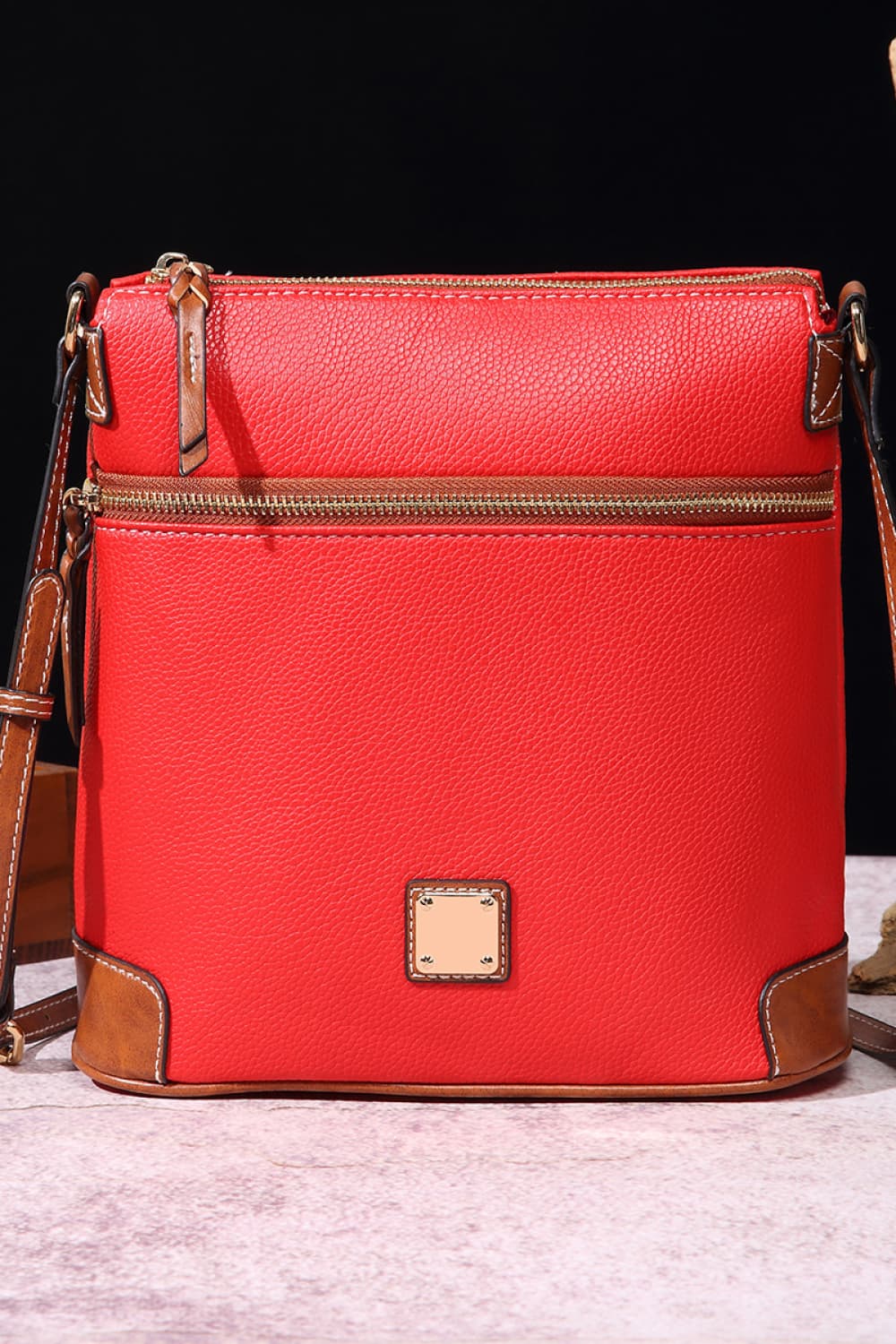 PU Leather Crossbody Bag Red One Size - Fashorio