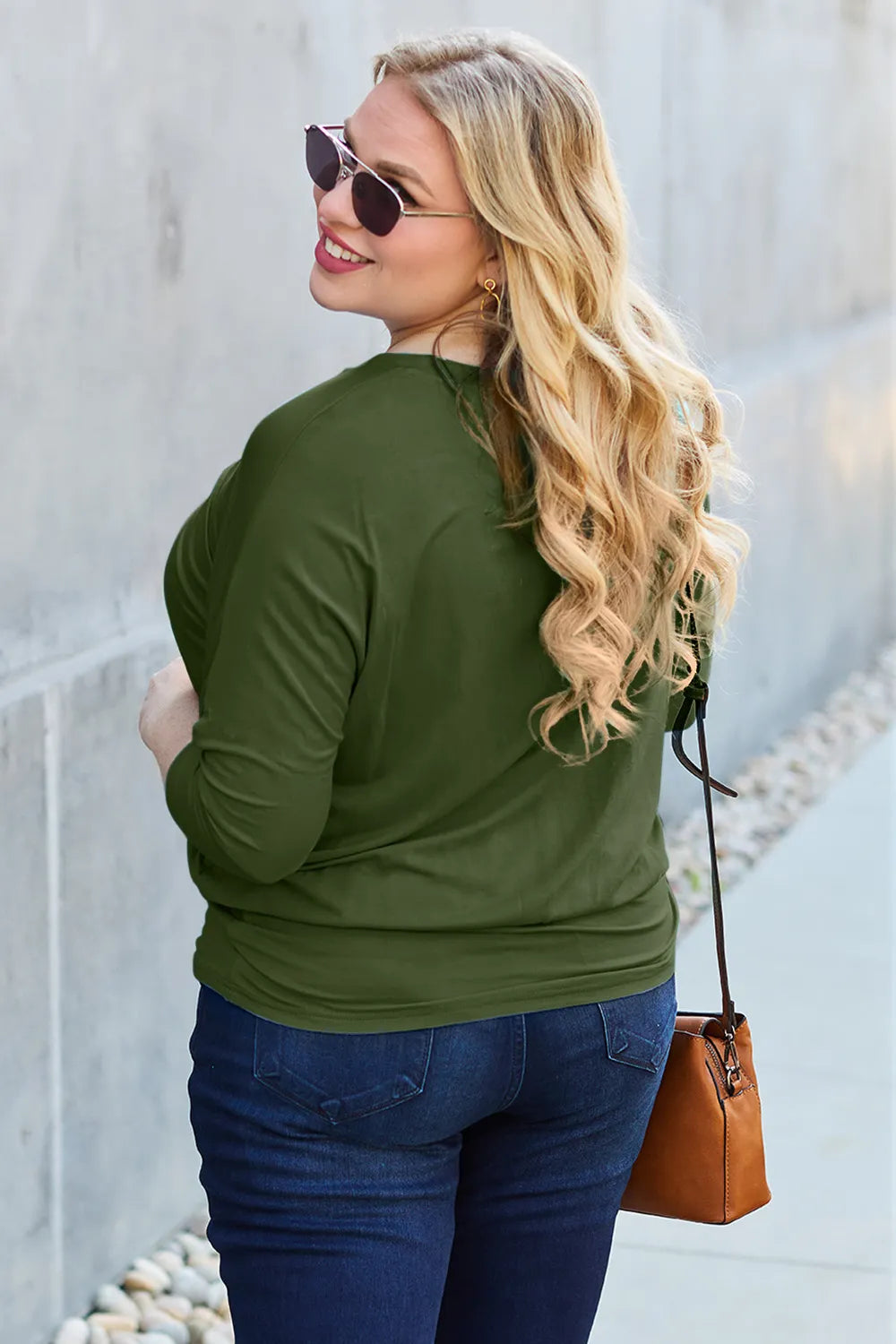 Basic Bae Full Size Round Neck Batwing Sleeve Top - Fashorio