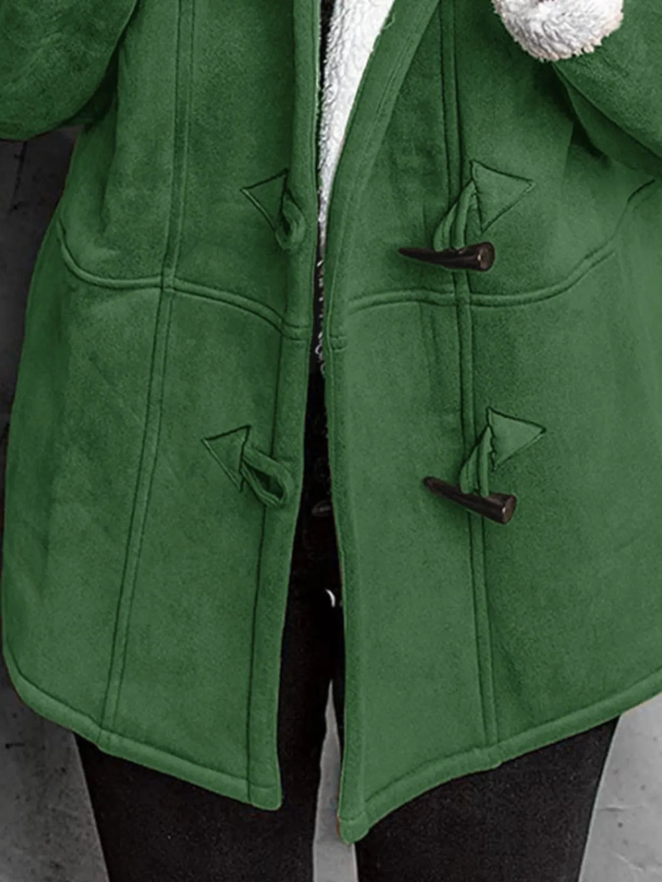 Full Size Cozy Sherpa Lined Toggle Coat with Hood Plus Size - Fashorio