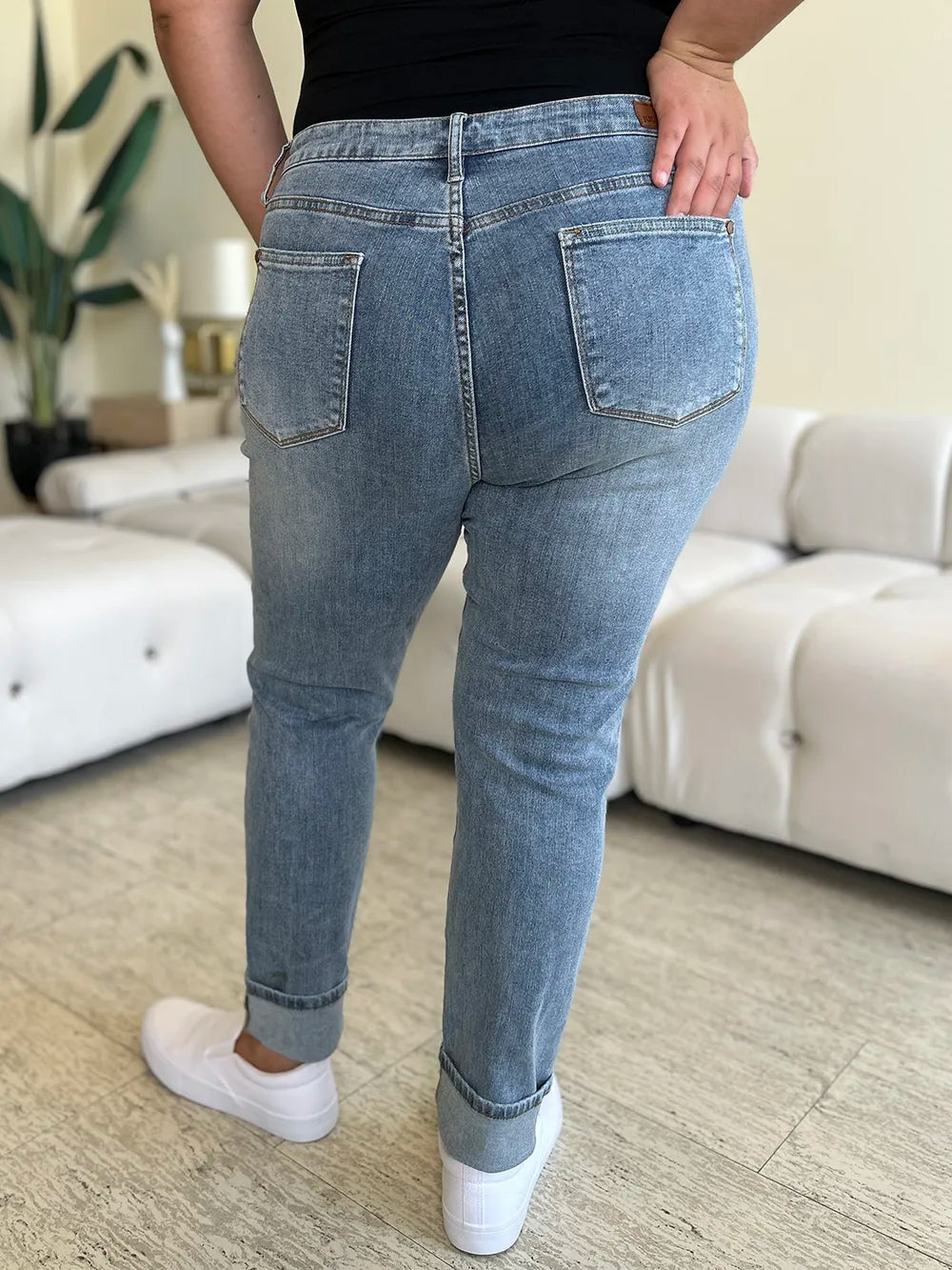 Judy Blue Full Size High Waist Cuff Hem Jeans - Fashorio