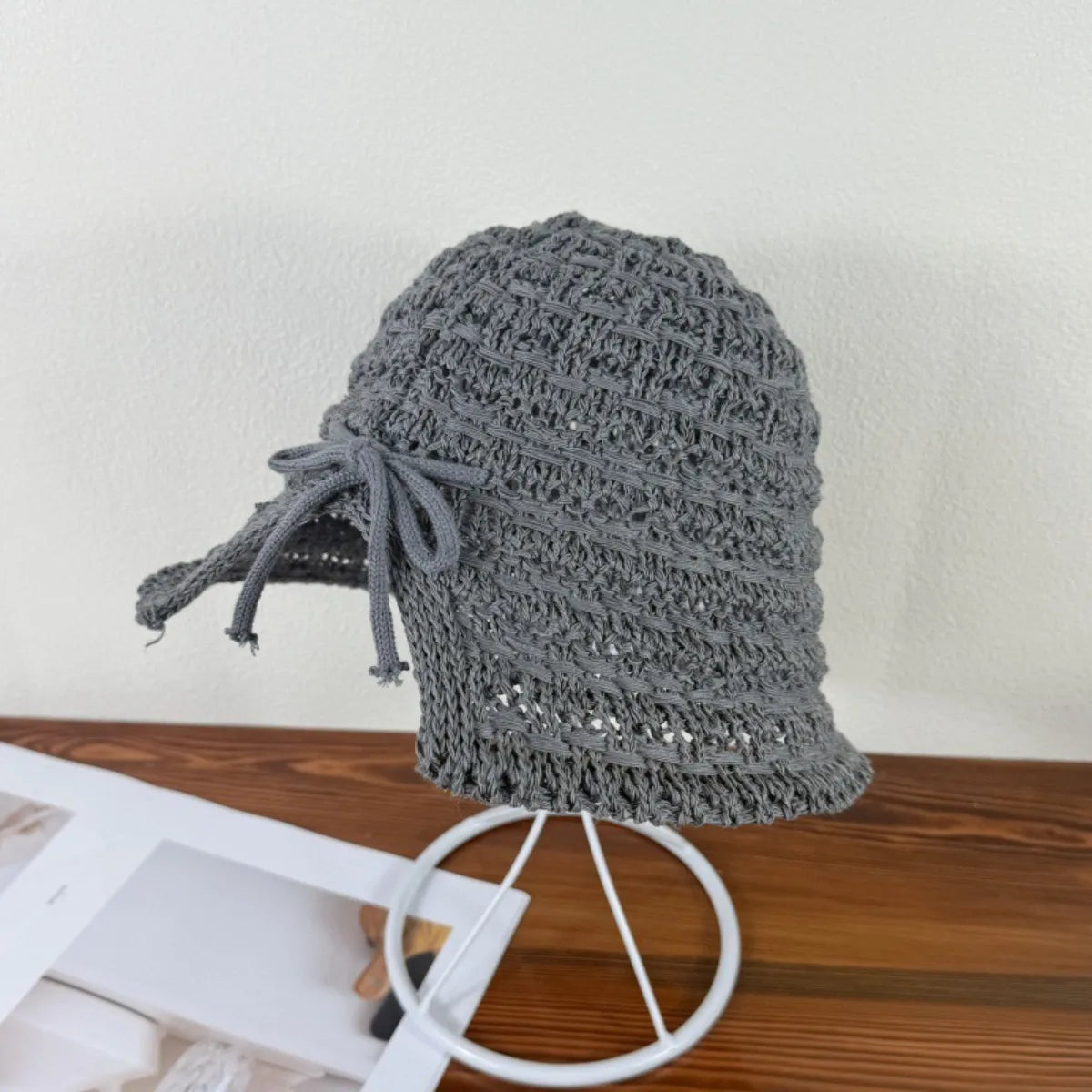 Crochet Bucket Hat with Drawstring - Fashorio