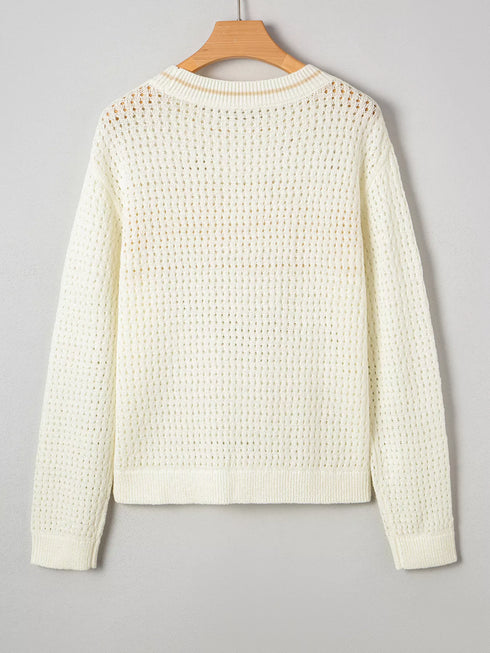 BEACH Hollow Out Knitted Lightweight Dolman Sweater - Fashorio