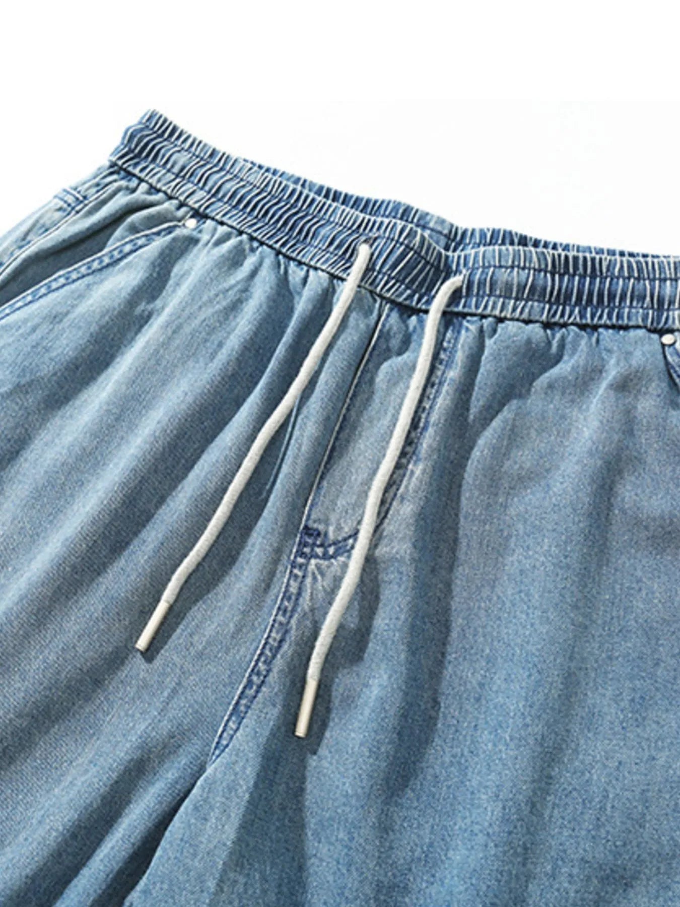 Men's Plus Size Drawstring Denim Shorts - Fashorio