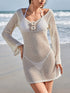 Crochet Backless Beach Cover-Up Dress Apricot - Fashorio