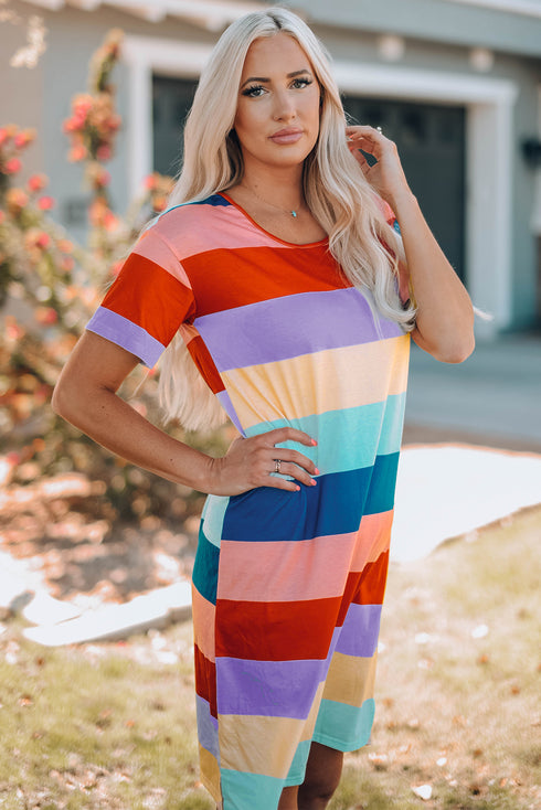 Women Color Block Side Slit Mini Dress - Fashorio