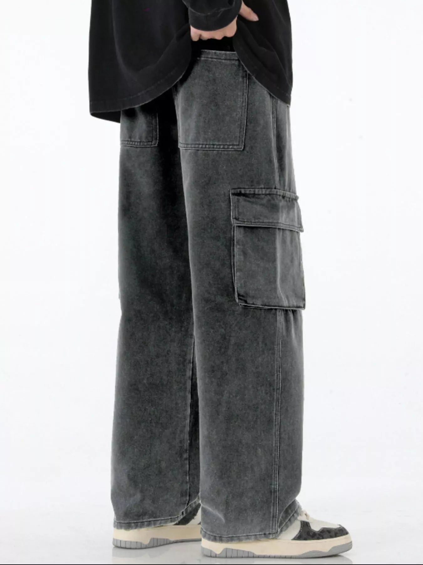 Men’s Plus Size Wide Leg Cargo Jeans – Full Size Relaxed Fit - Fashorio