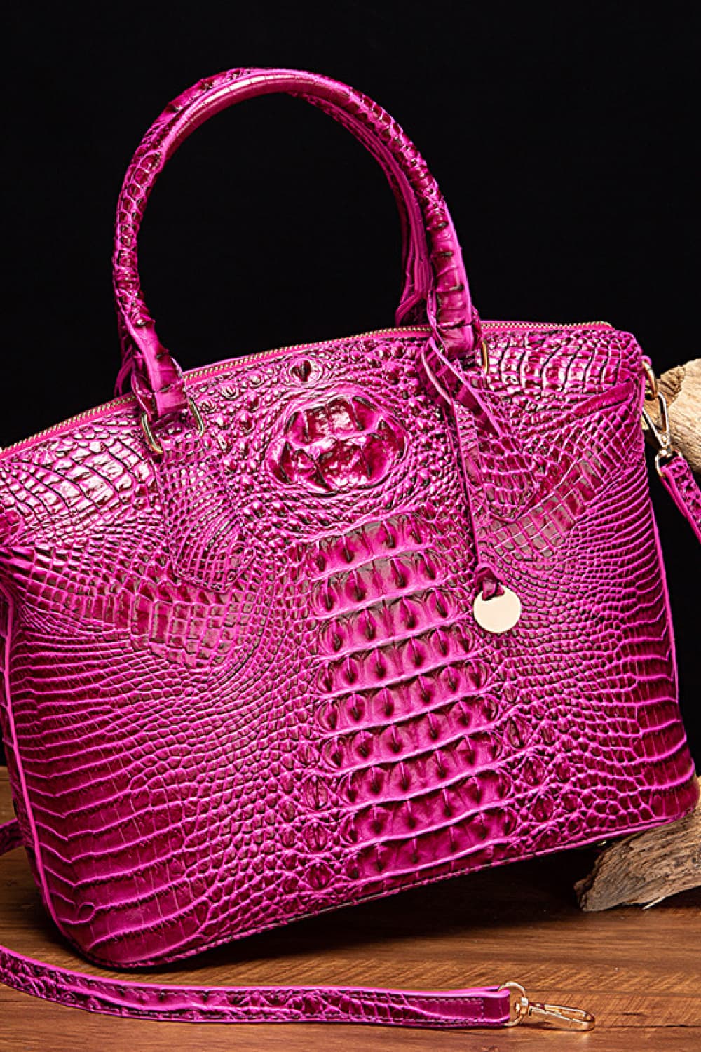 PU Leather Handbag Cerise One Size - Fashorio