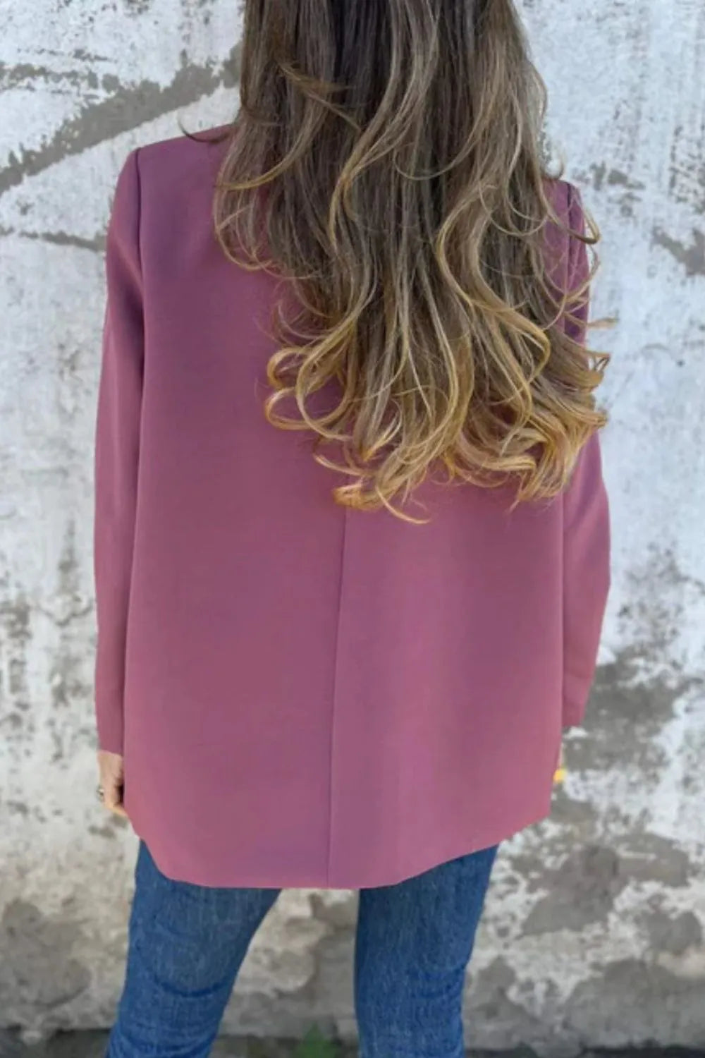 Full Size Collared Neck Long Sleeve Blazer - Fashorio
