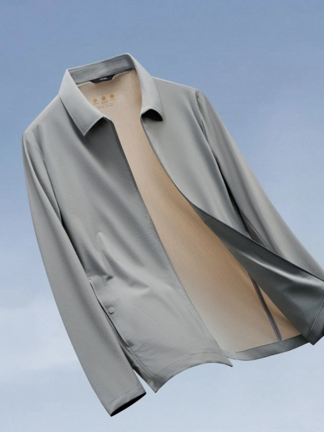Men's Plus Size Zip Up Long Sleeve Jacket Beige - Fashorio