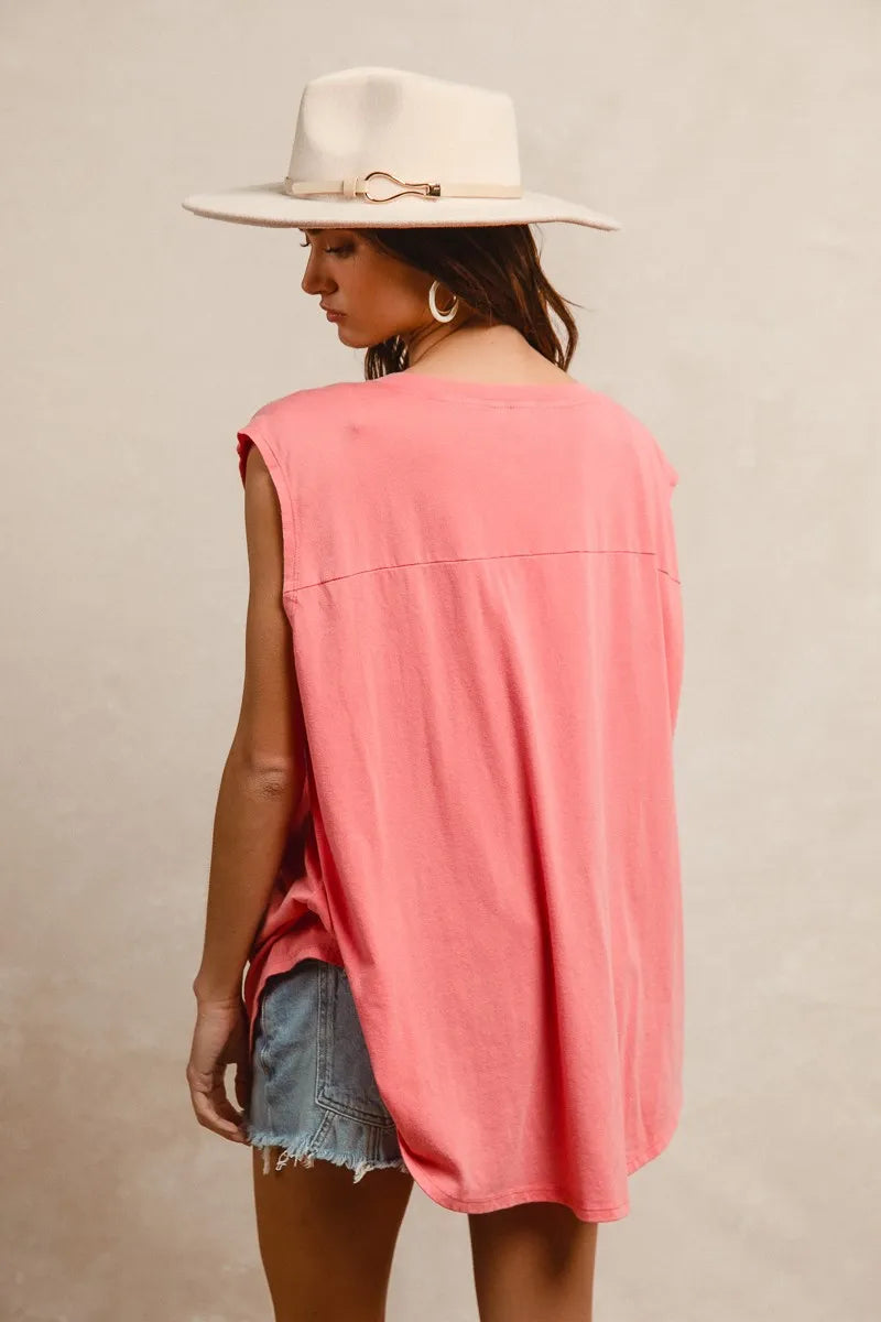 BiBi Washed Jersey With Usa Patched Raw Cut Edge Detail - Fashorio