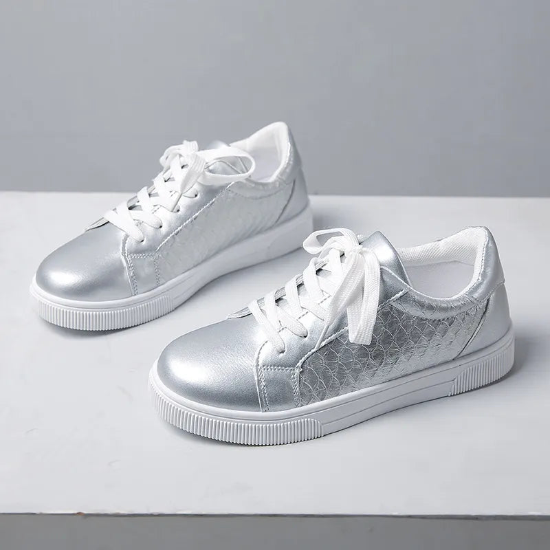 Round Toe Lace Up Sneakers - Fashorio