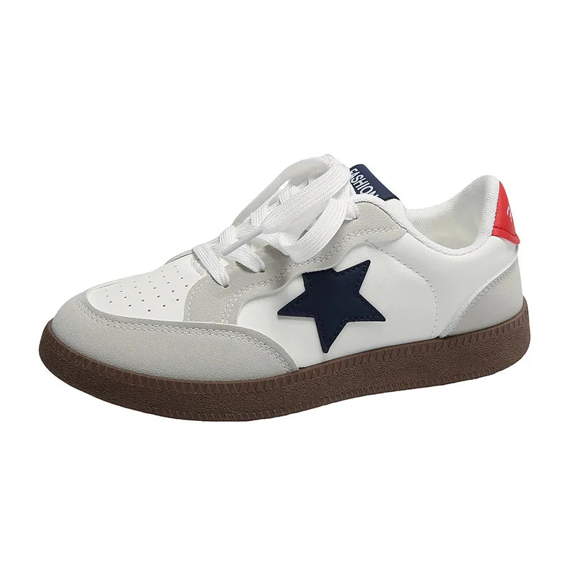 Contrast Star Lace-Up Athletic Sneakers - Fashorio