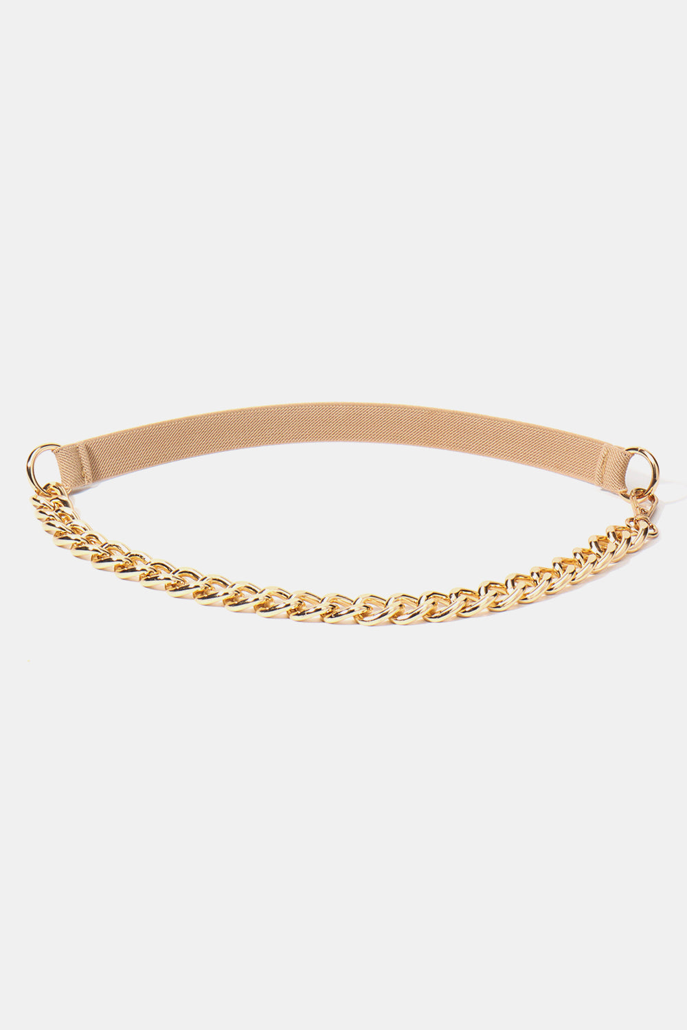 Half Alloy Chain Elastic Belt Cream Gold One Size - Fashorio