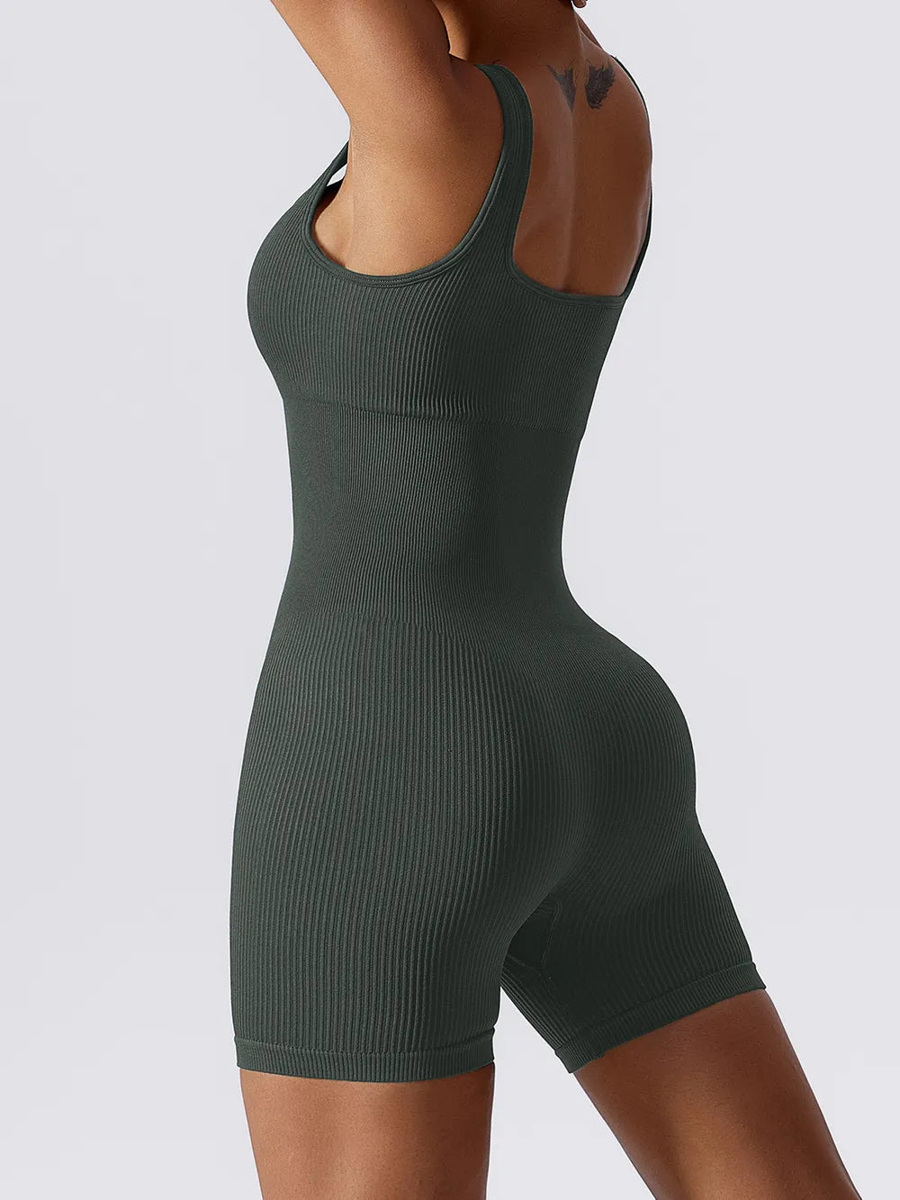 Basic Bae Ribbed Sleeveless Active Romper - Fashorio