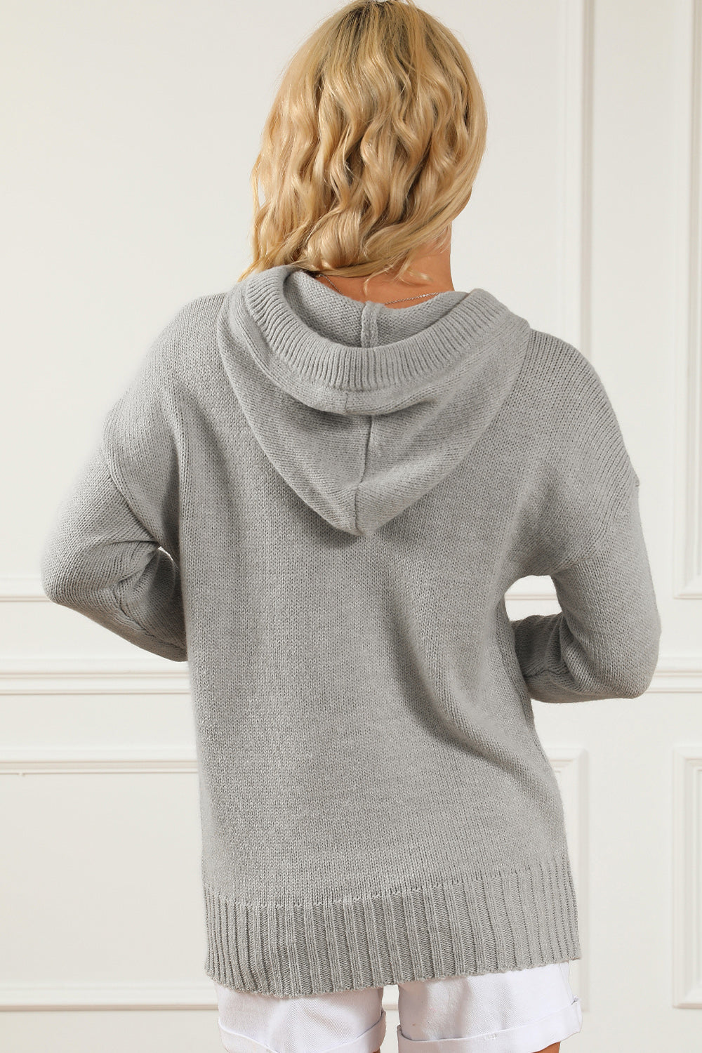 Drawstring Hooded Sweater with Pocket - Fashorio