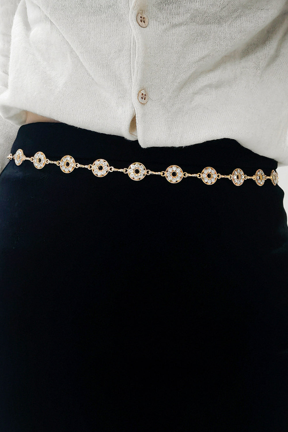 Rhinestone Decor Zinc Alloy Belt - Fashorio
