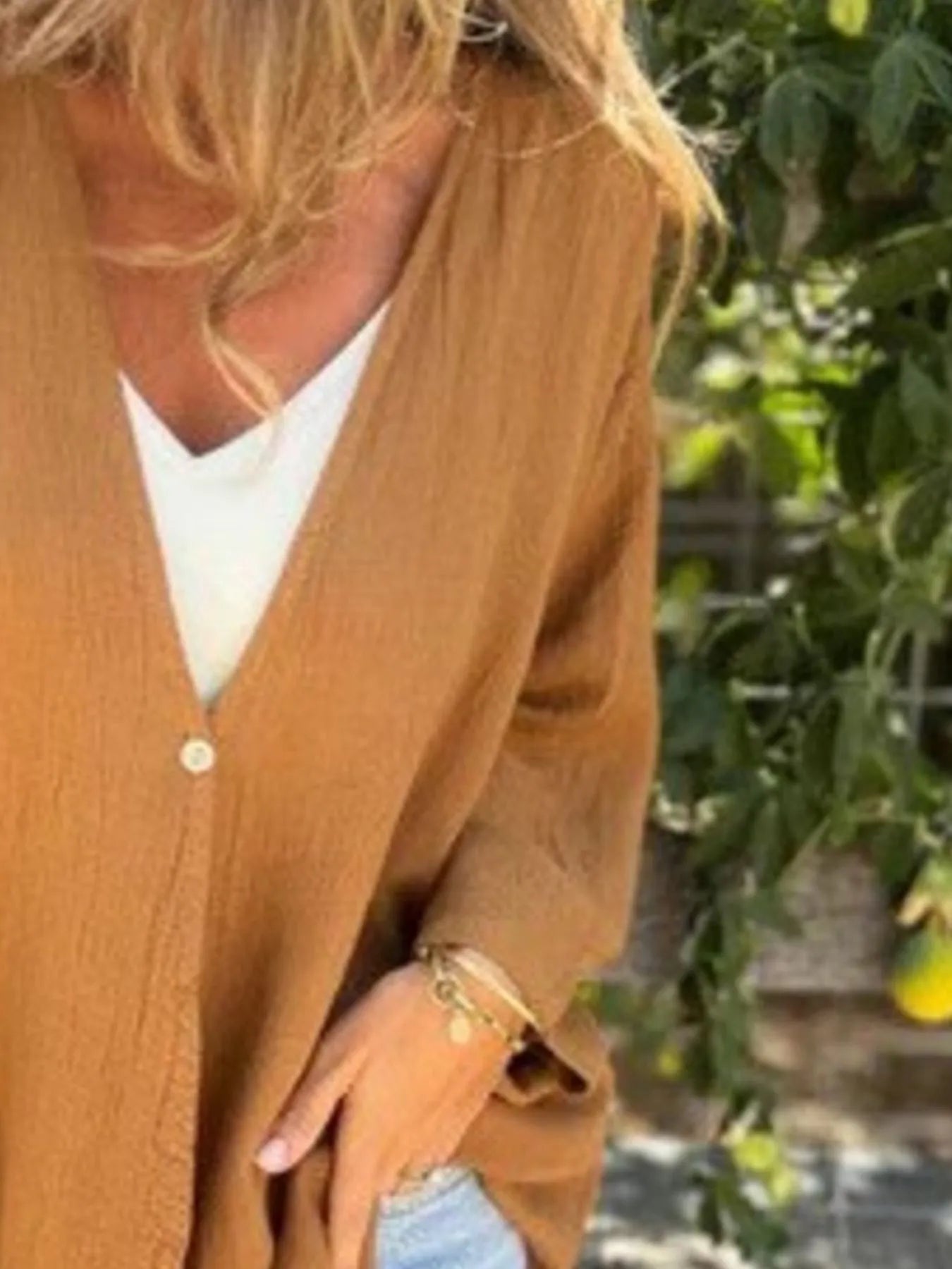 Full Size Oversized Button-Up Cardigan Plus Size - Fashorio