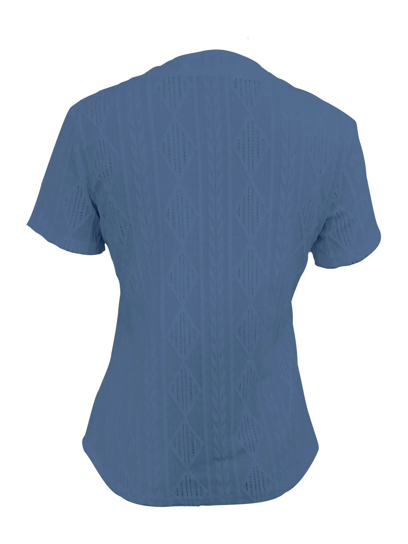 Textured Notched Short Sleeve Blouse - Fashorio