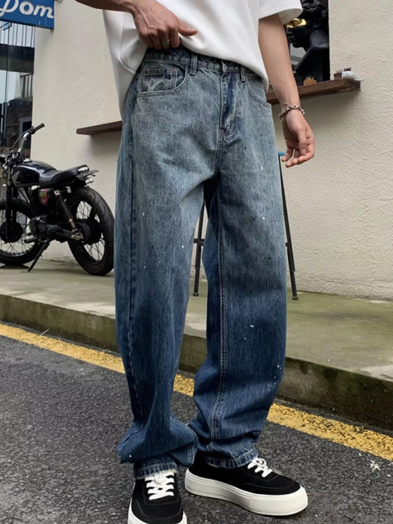Men's Full Size Wide Leg Jeans Plus Size Medium - Fashorio