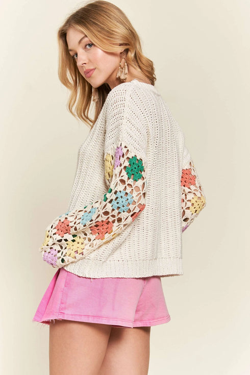 ADORA Multicolor Sleeve Knit Top - Fashorio