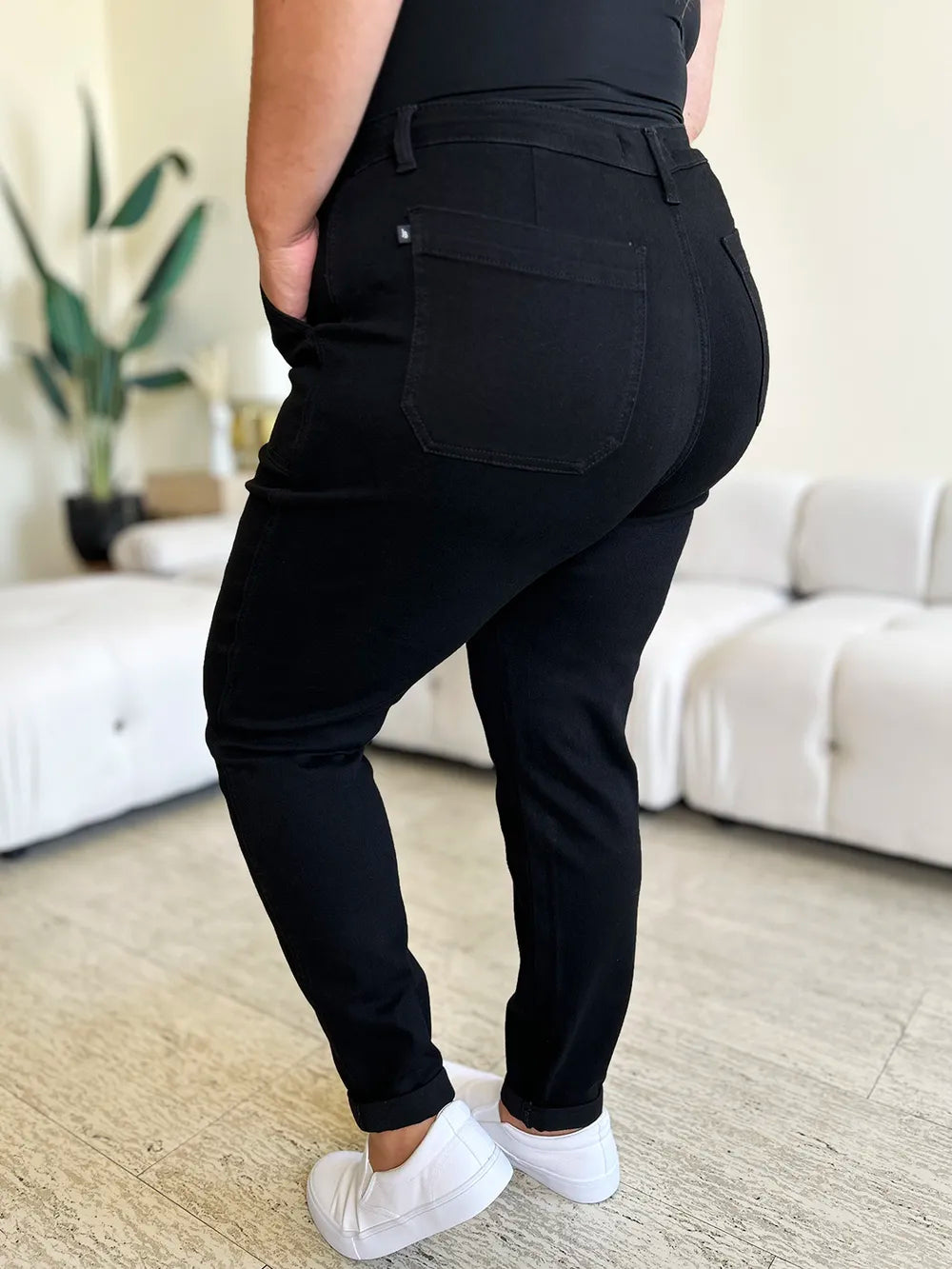 Judy Blue Full Size High Waist Double Roll Cuff Jeans - Fashorio