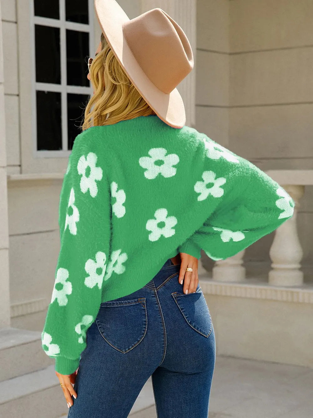 Angel Wings Flower Open Front Long Sleeve Cardigan - Fashorio