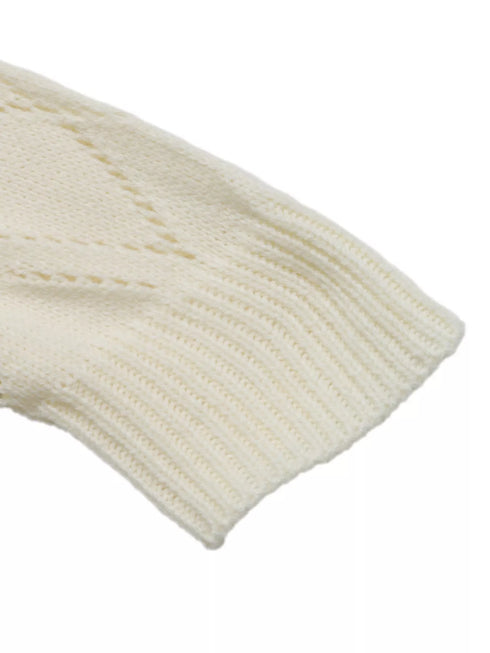 Openwork V-Neck Long Sleeve Sweater - Fashorio