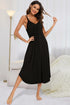 V-Neck Midi Lounge Dress Black - Fashorio