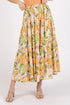 Mittoshop Flower Print Elastic Waist Tiered Skirt Tangerine - Fashorio