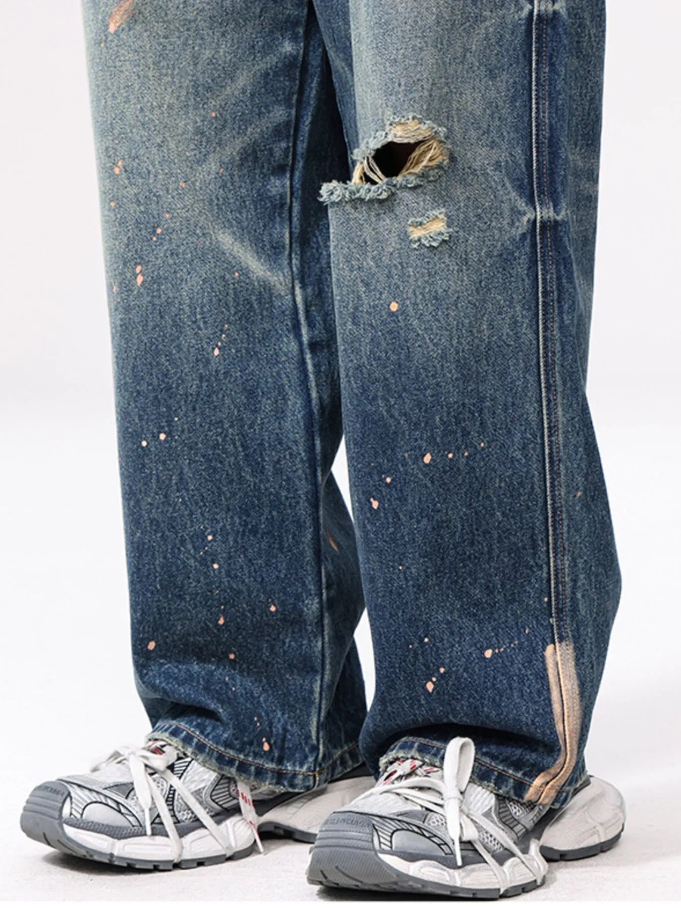 Men's Full Size Distressed Wide Leg Vintage Jeans Plus Size - Fashorio