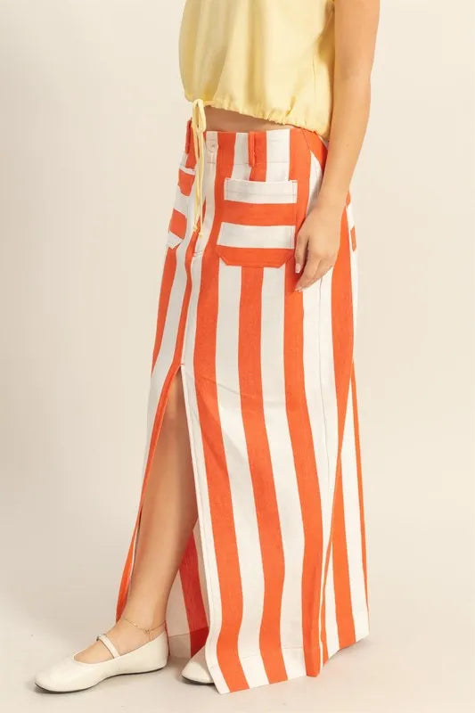 HYFVE Striped Pocket Detail Maxi Skirt - Fashorio