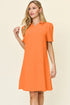 Double Take Full Size Texture Collared Neck Short Sleeve Dress Tangerine - Fashorio
