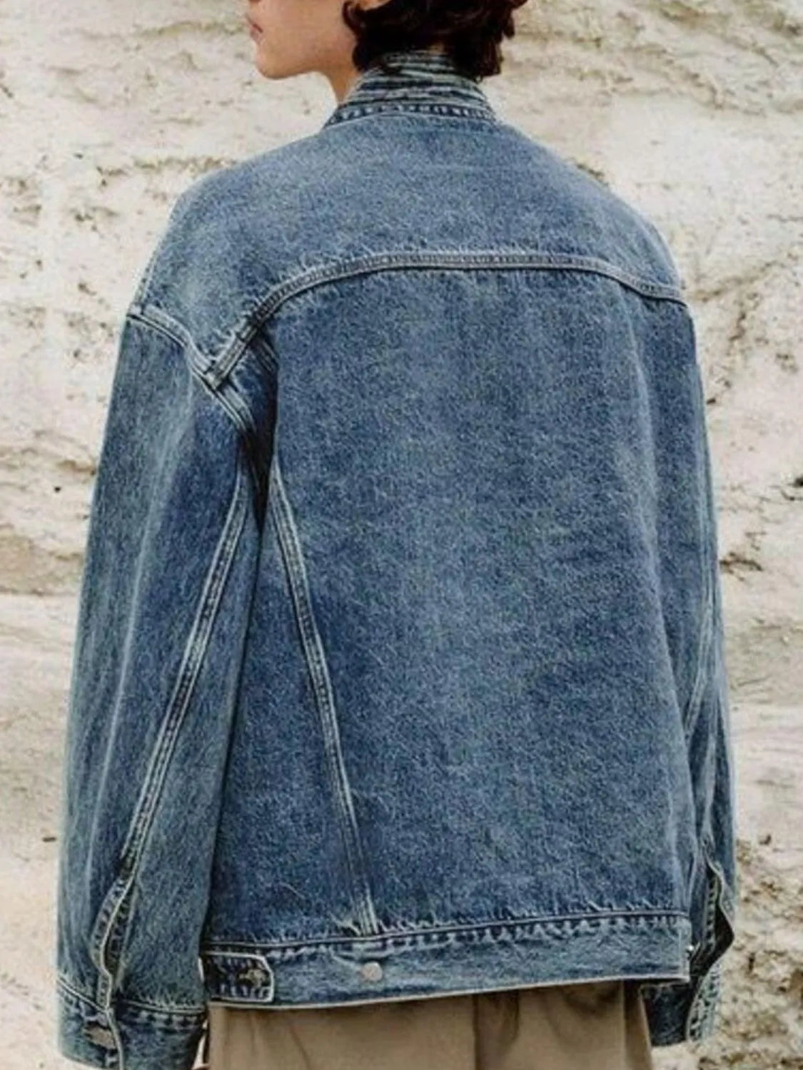 Men's Plus Size Washed Tied Long Sleeve Denim Jacket - Fashorio