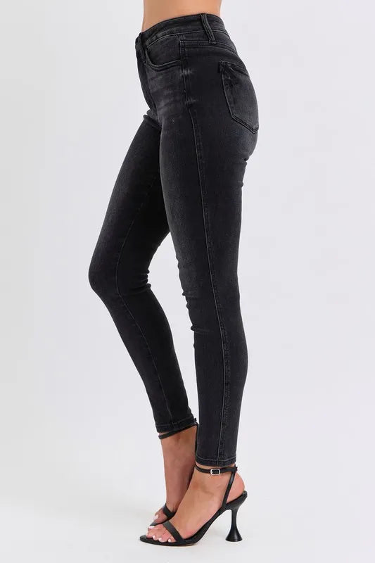 Judy Blue Plus Size Mid Rise Tummy Control Skinny Jeans – Flattering Fit - Fashorio