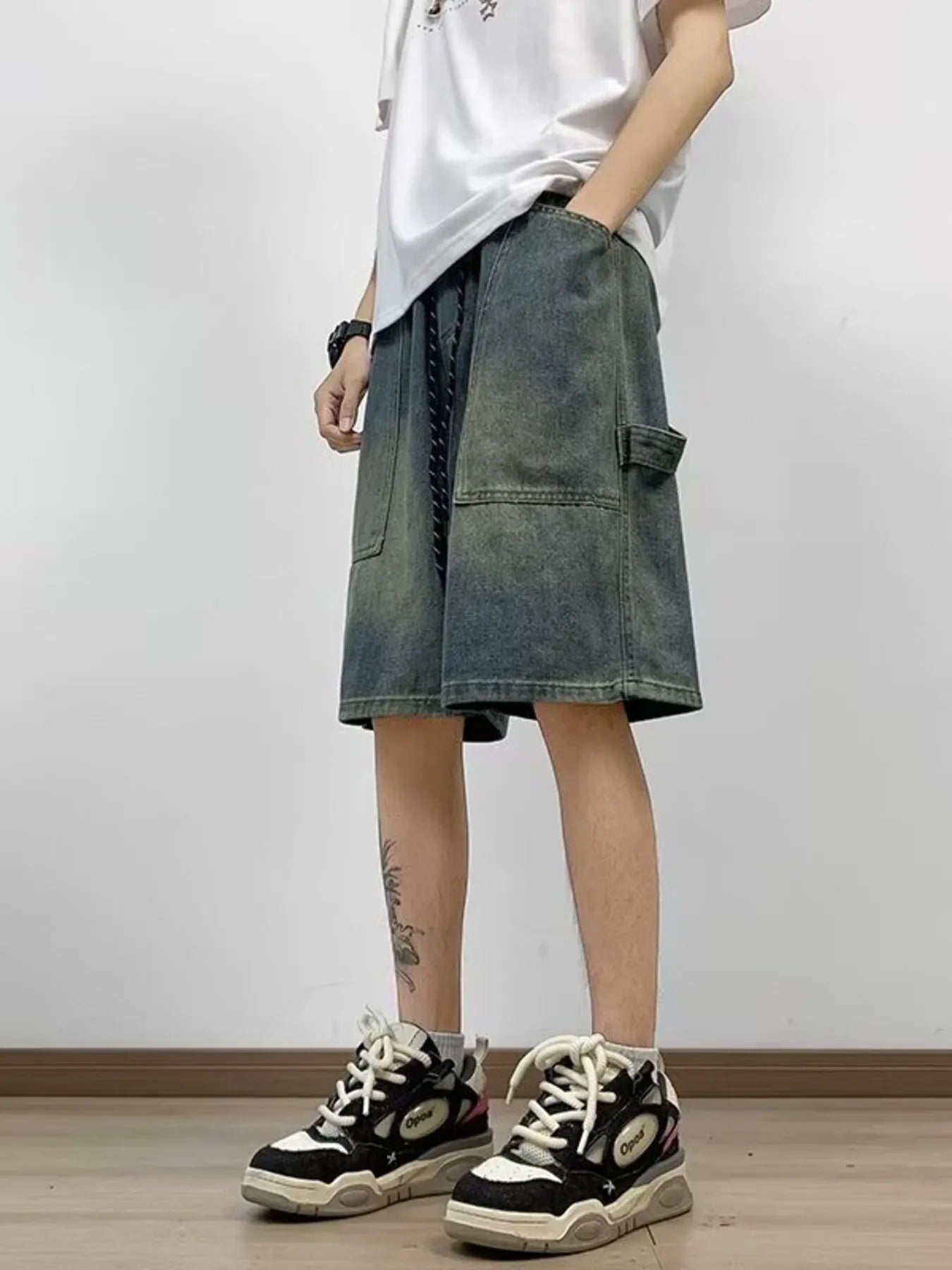 Men's Full Size Washed Loose Fit Denim Shorts Plus Size - Fashorio